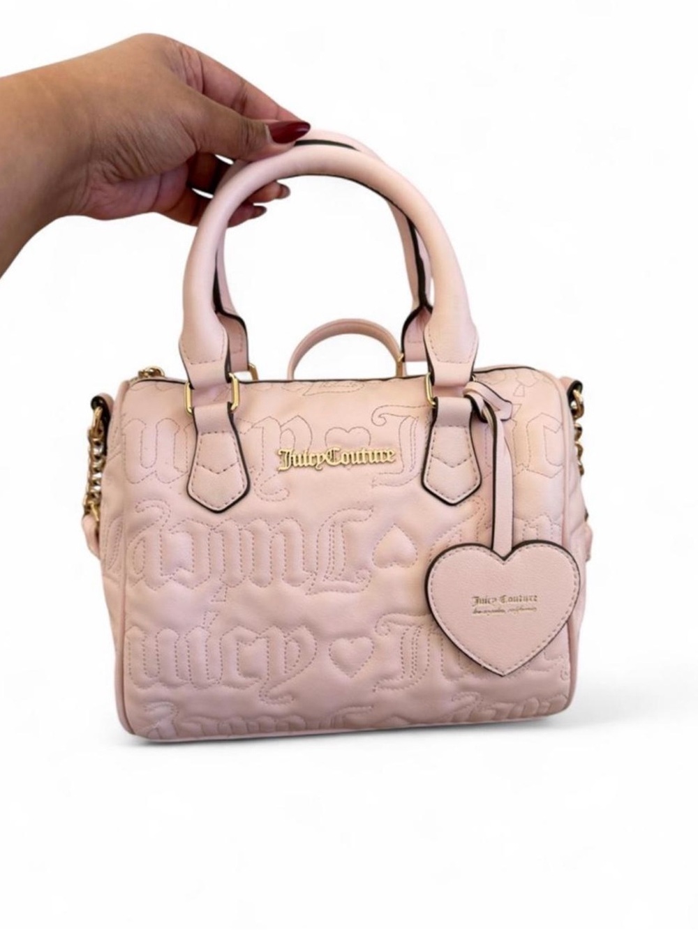 Juicy Couture Pale Pink Quilted Satchel with Heart Charm